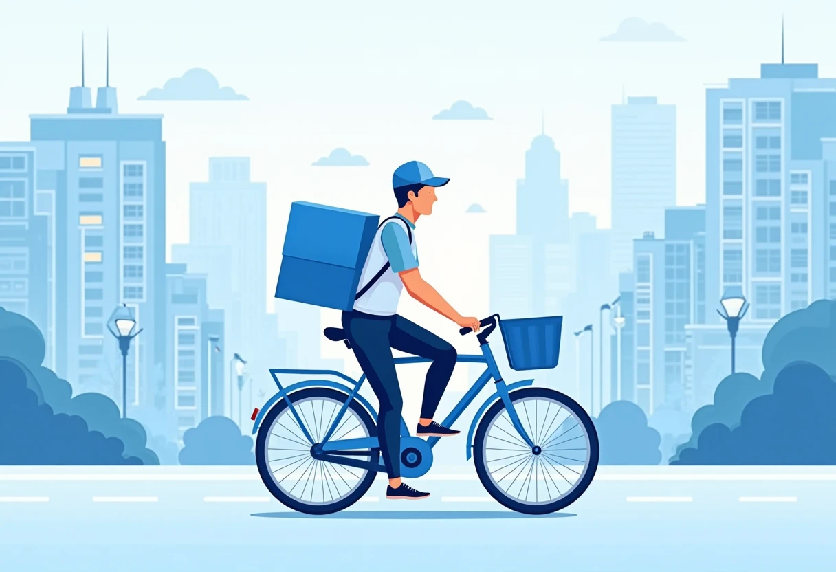 Delivery courier in action