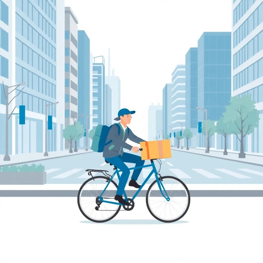 Trabajo de reparto en ciudad moderna