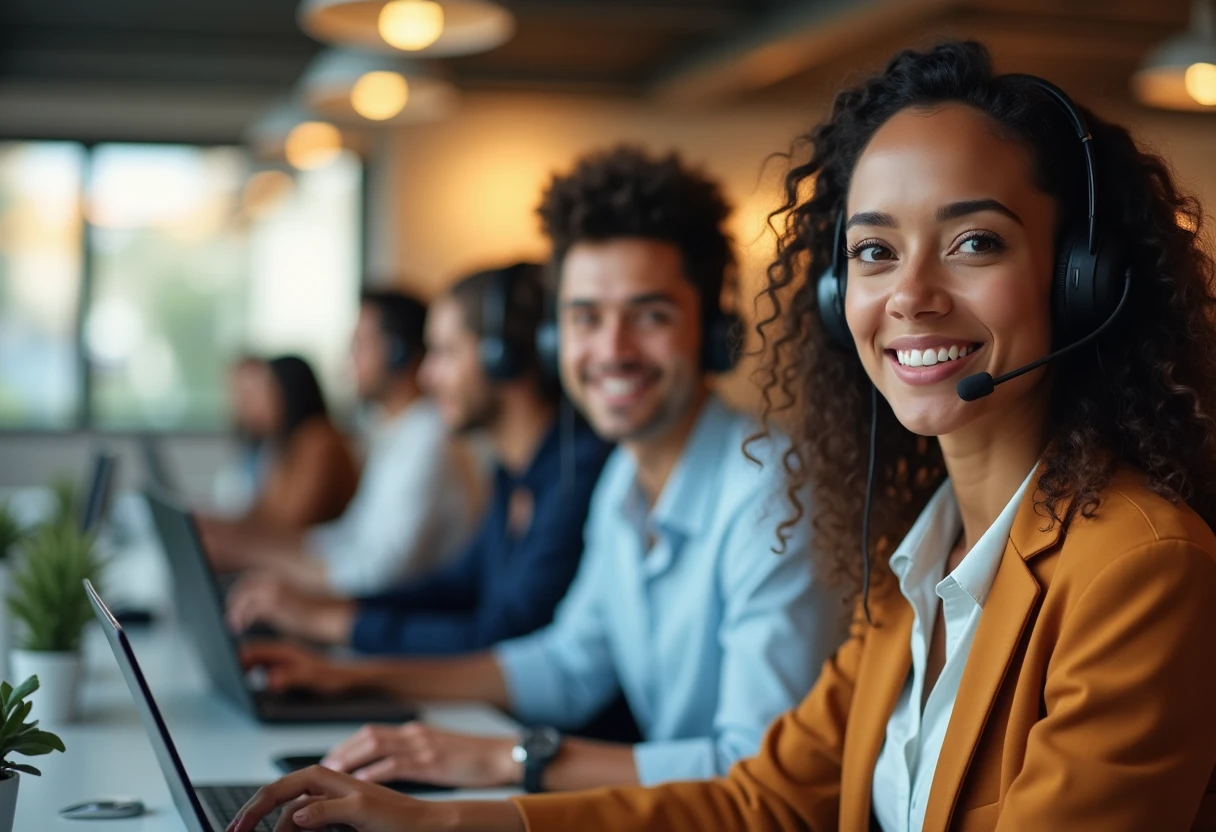 Customer service team in a modern office