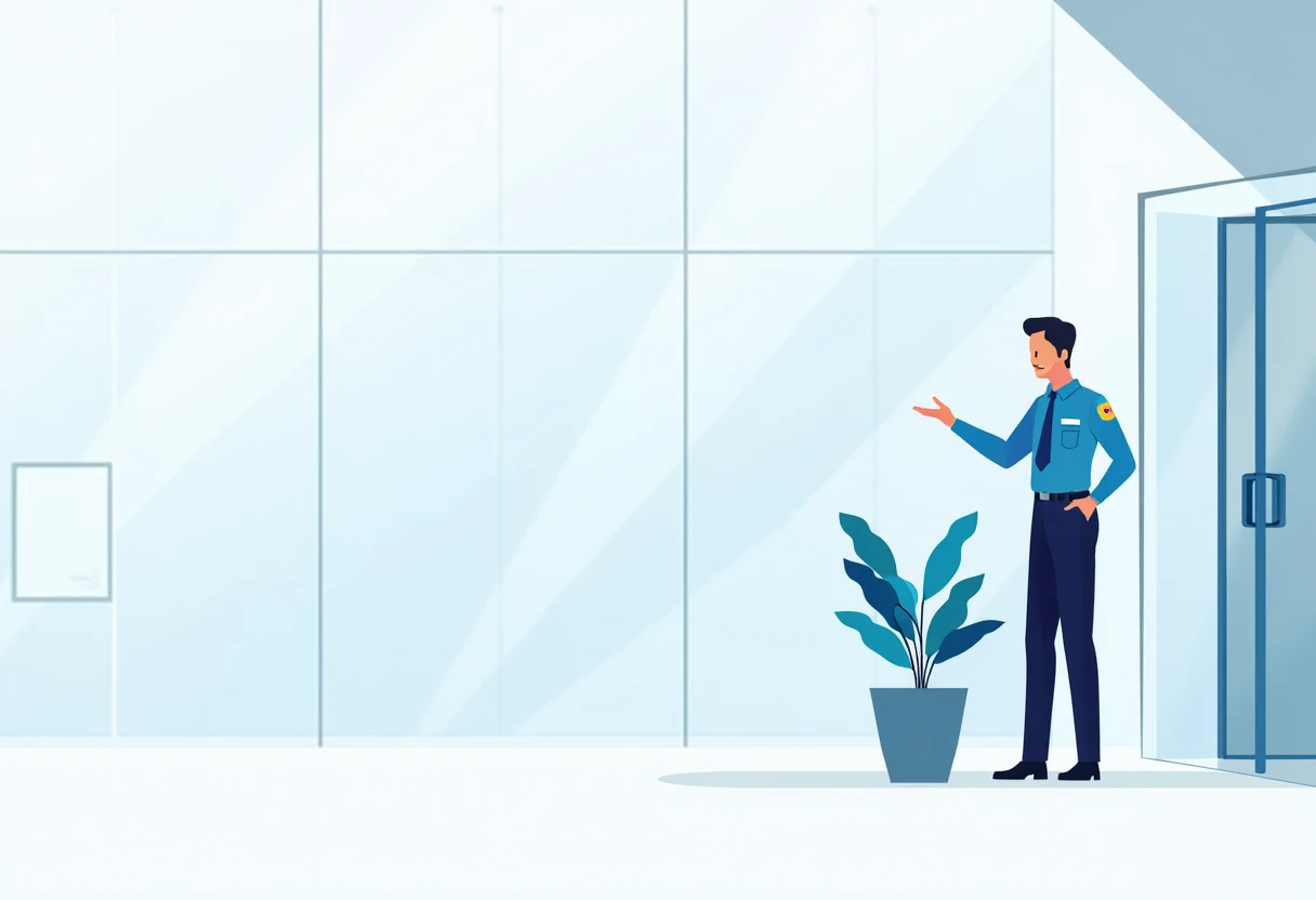 Security officer managing entry