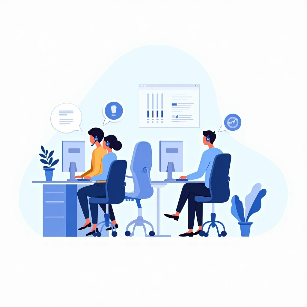 Customer service team in action