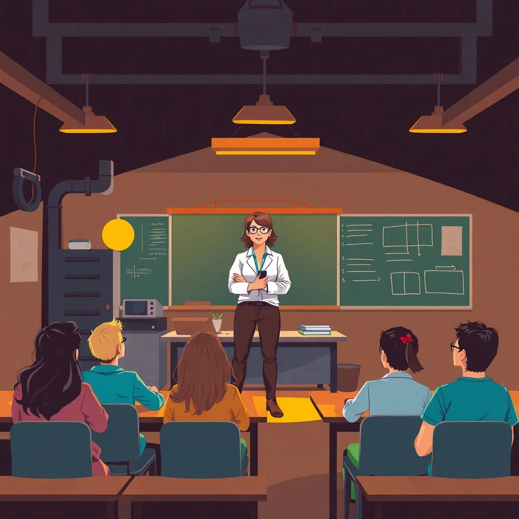 Teacher engaging with students