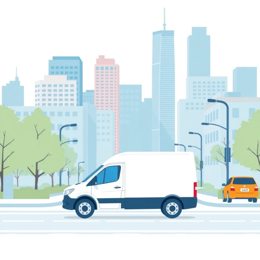 Busy city delivery scene