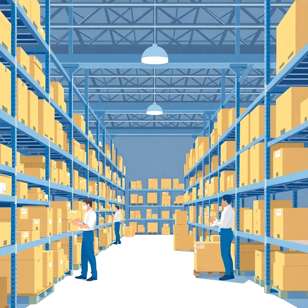 Warehouse team organizing