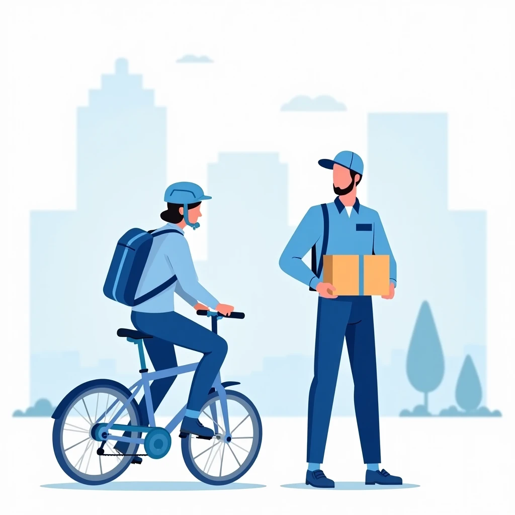 Delivery driver and Uber biker in the city
