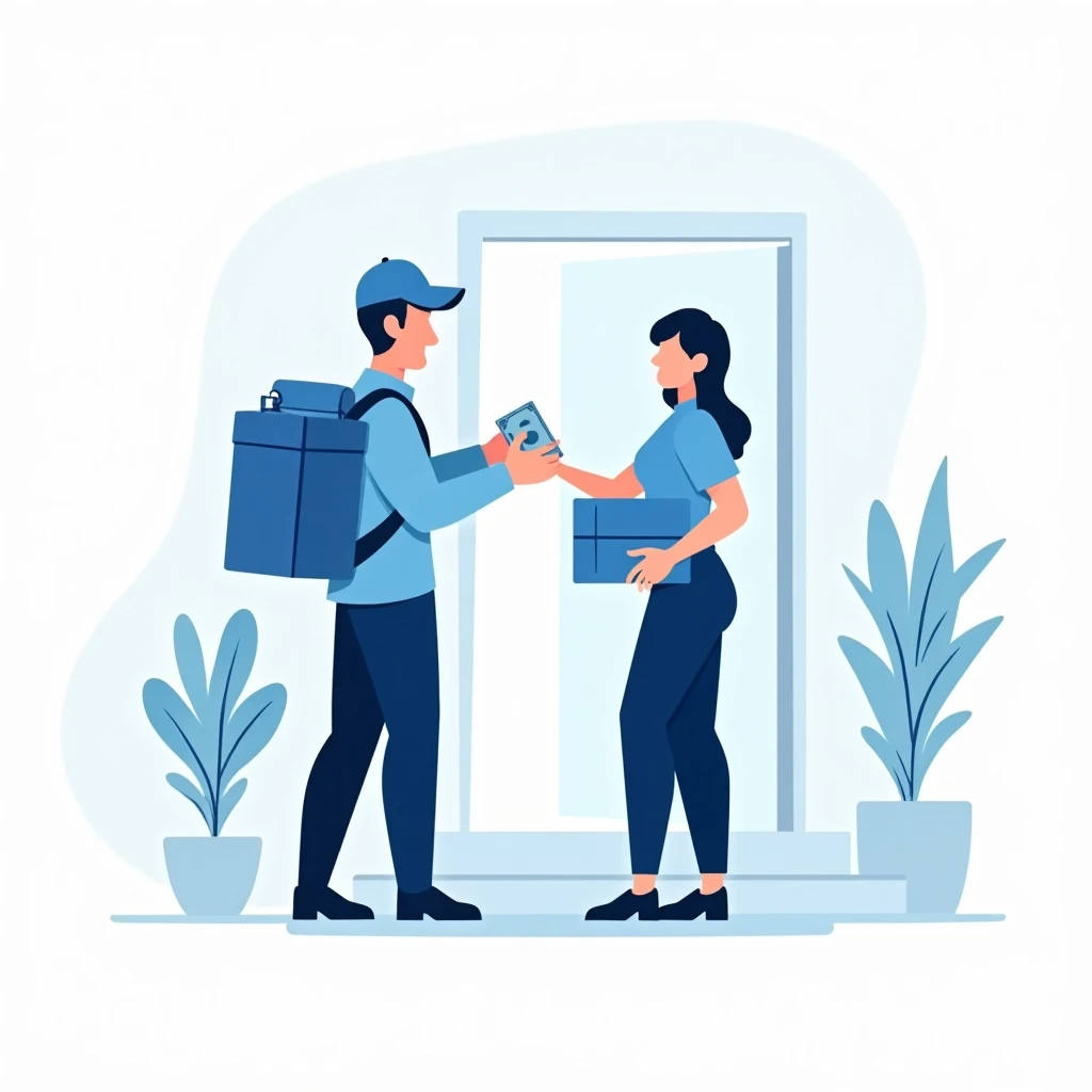 Delivery driver receiving a tip