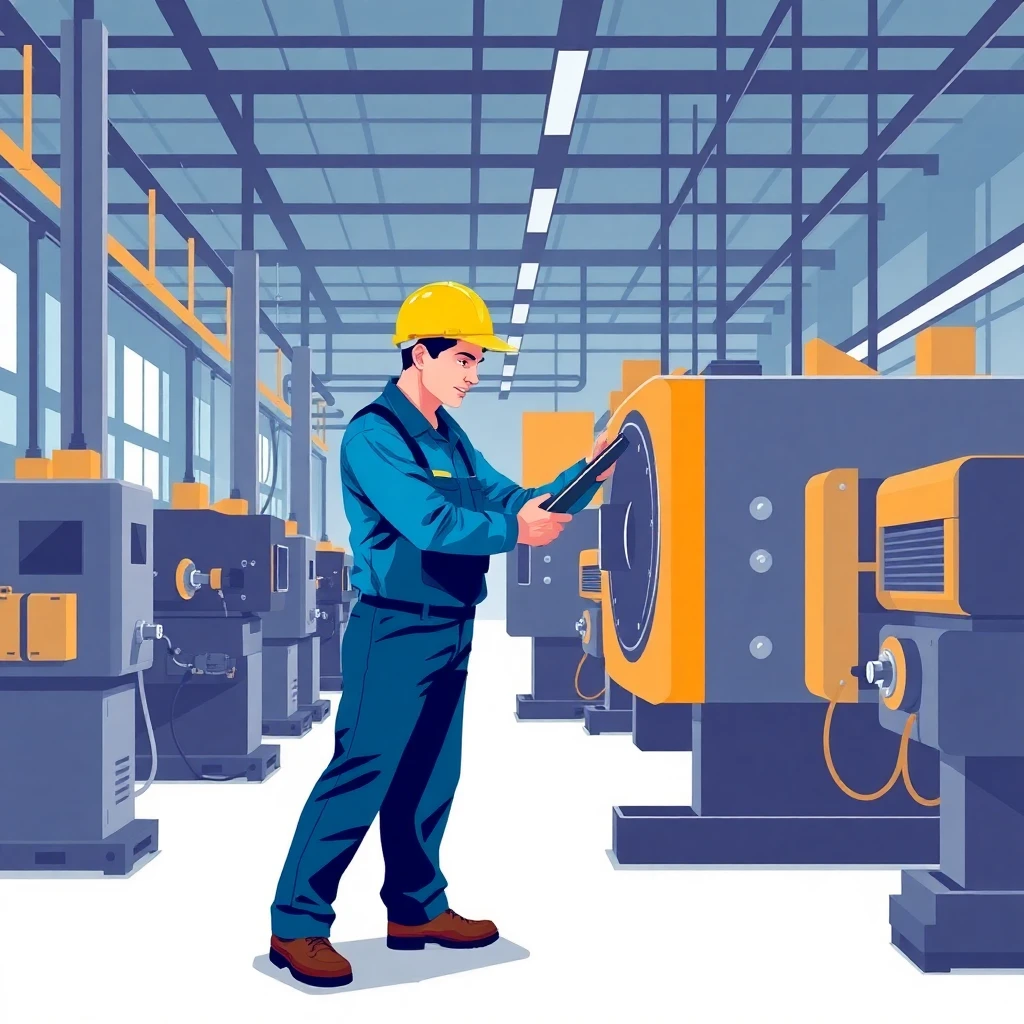 Trabajador en fábrica moderna