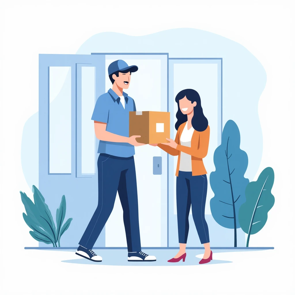 Repartidor entregando un paquete