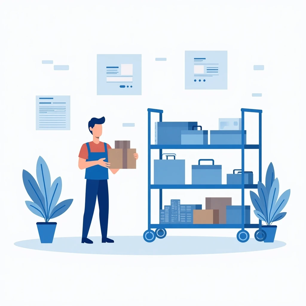 Trabajador de almacén manejando paquetes