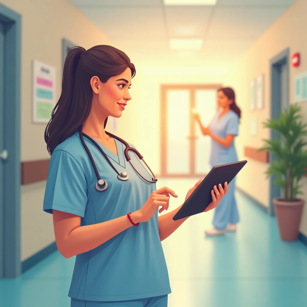 Healthcare professional reviewing data