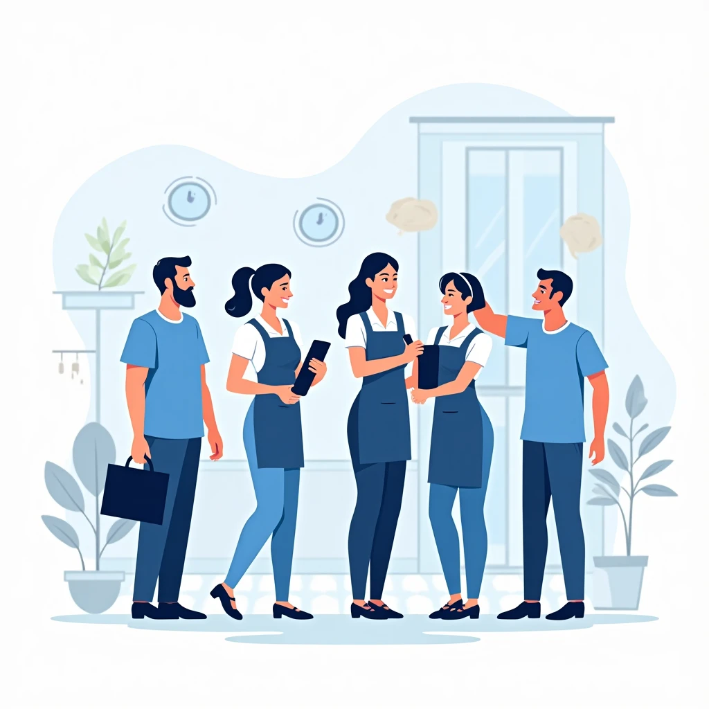 Hospitality workers in action