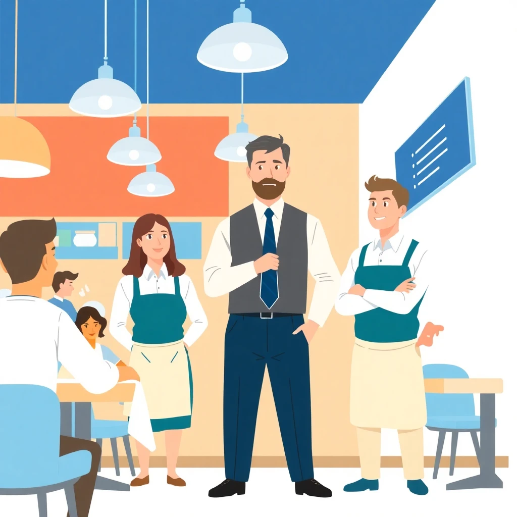 Restaurant manager leading a team