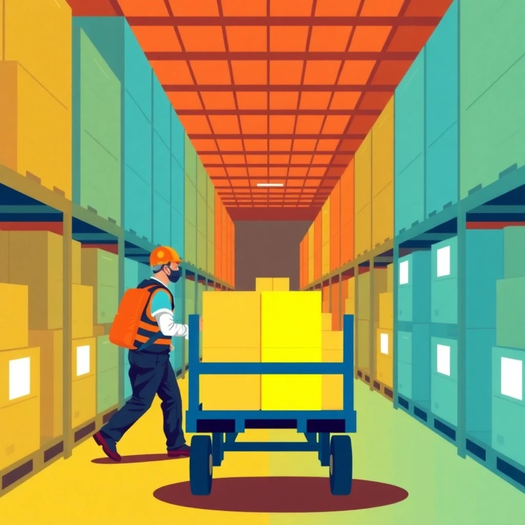 Trabajadores de almacén en acción