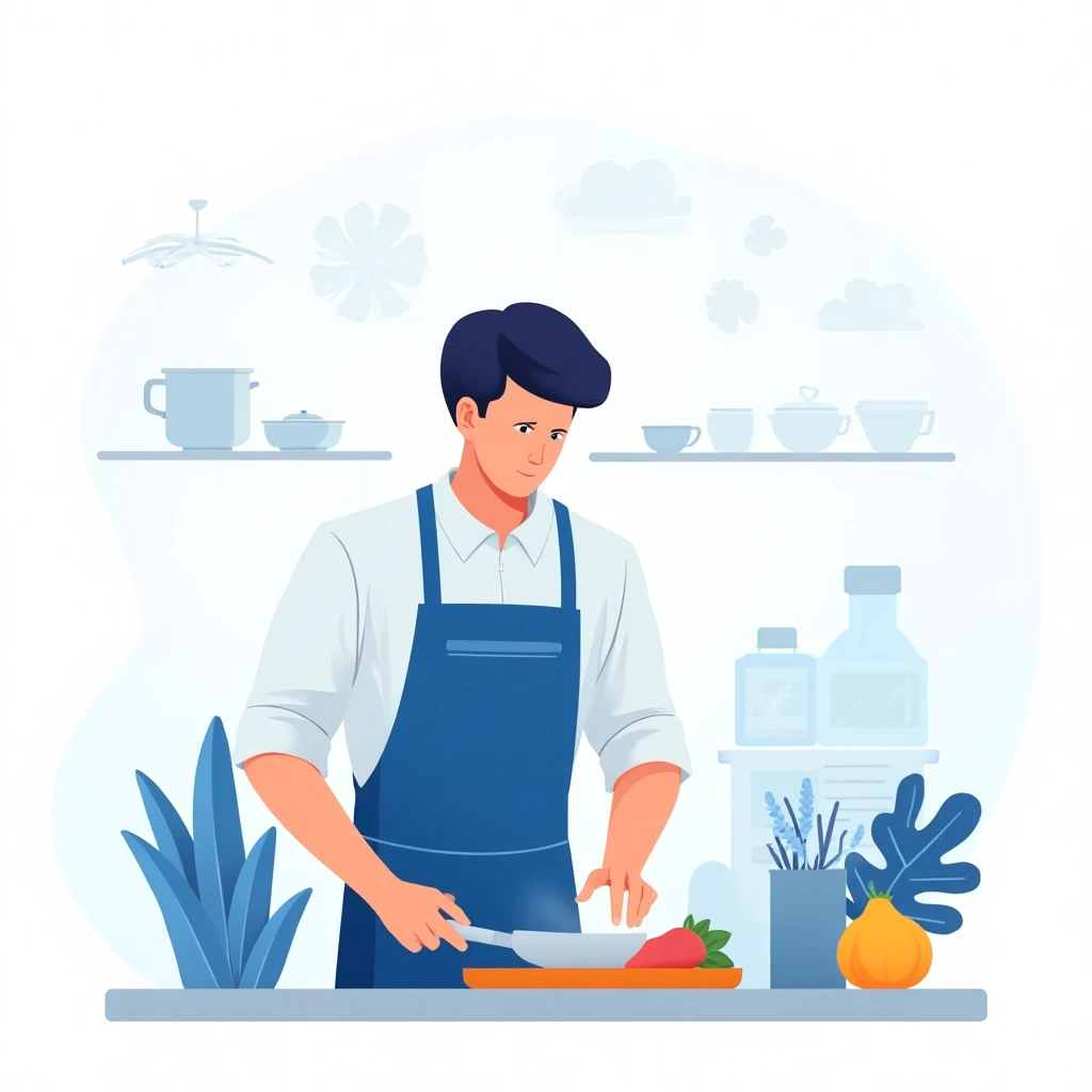 Préparation culinaire dans une cuisine professionnelle