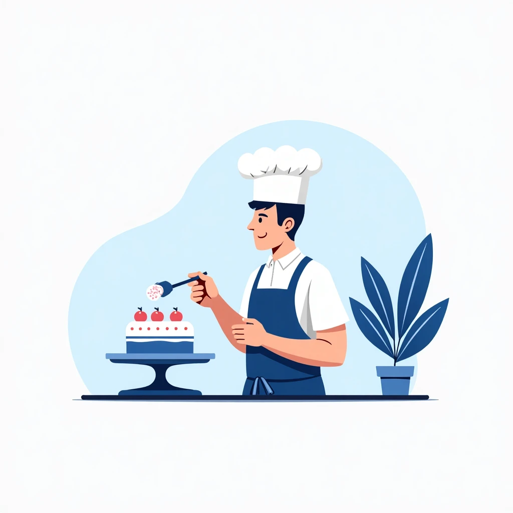 Chef pâtissier décorant un gâteau