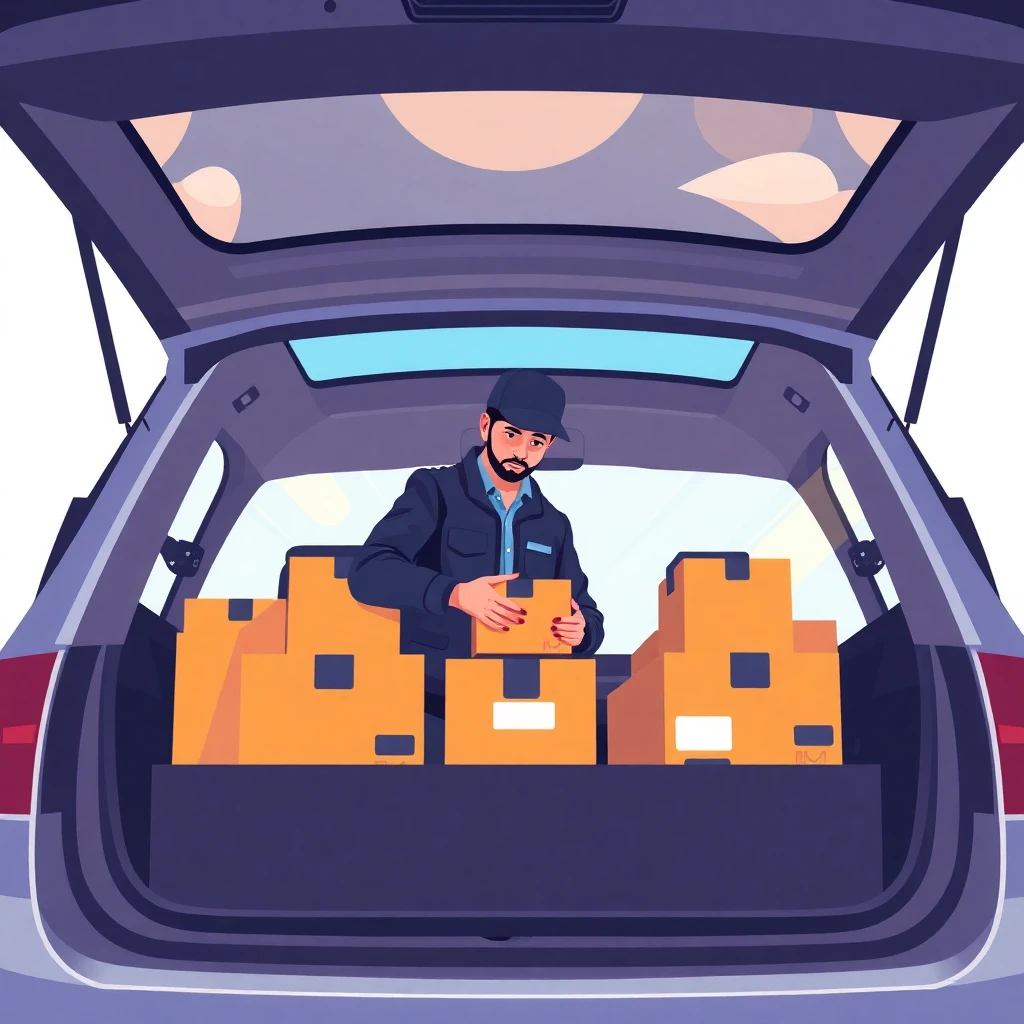 Conductor organizando paquetes