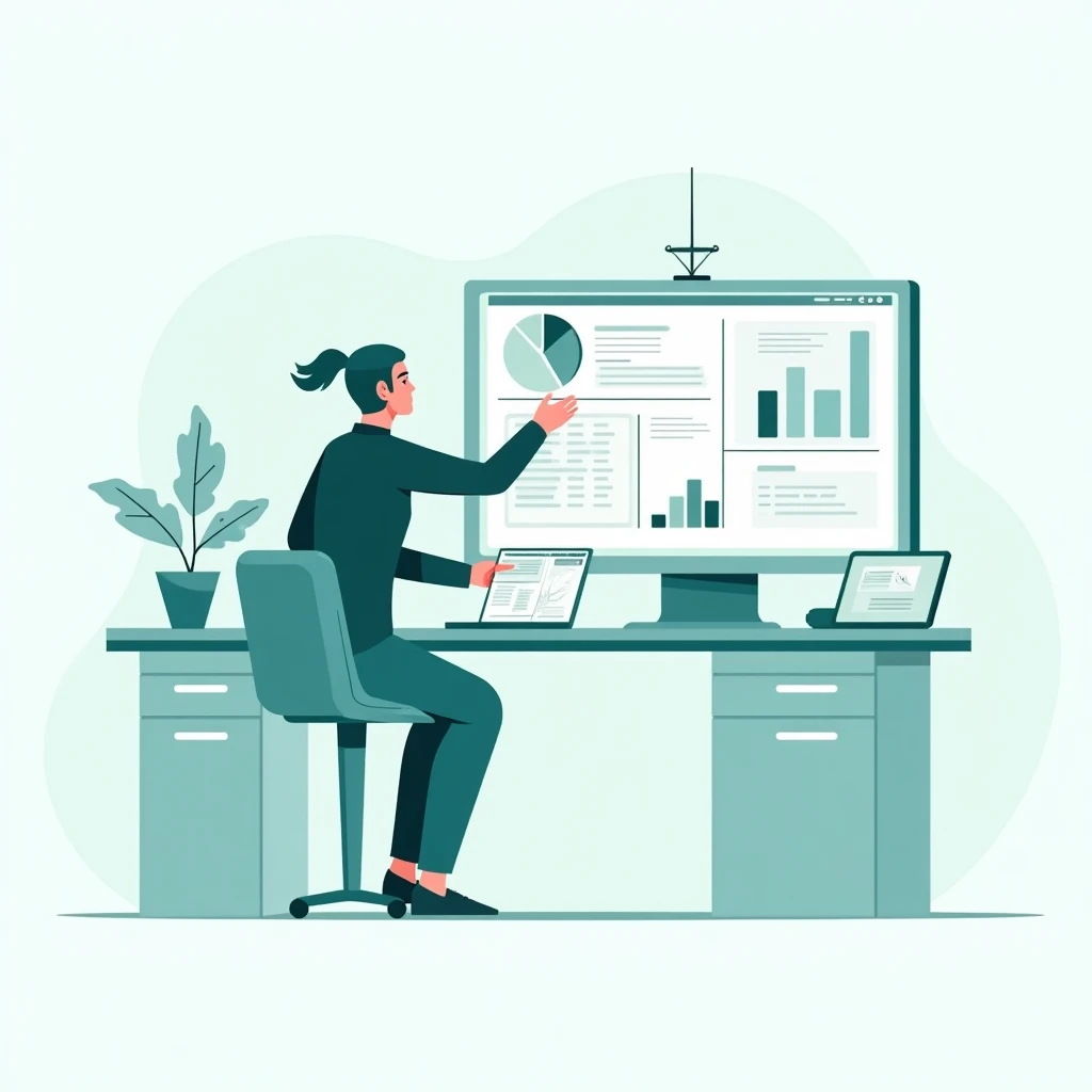 Gerente de proyectos revisando estadísticas