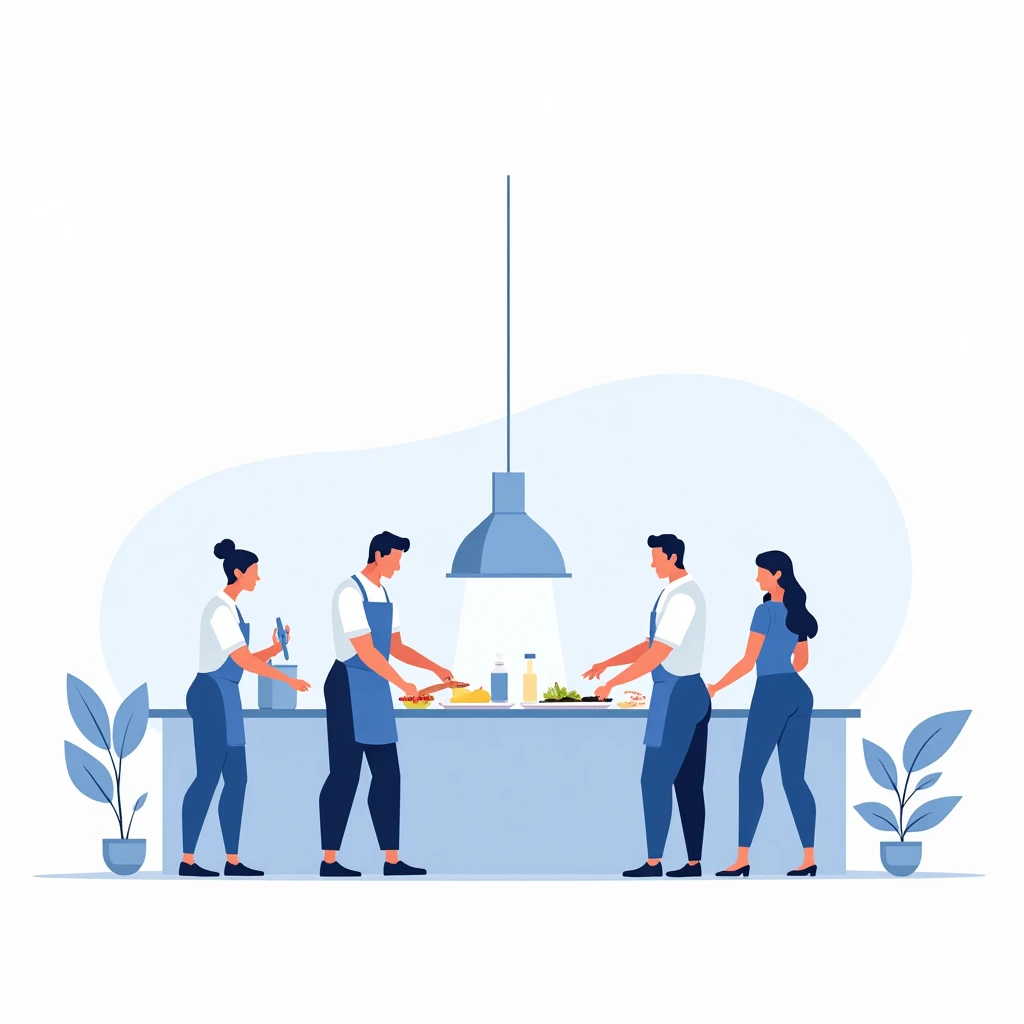 Trabajando en equipo en la cocina