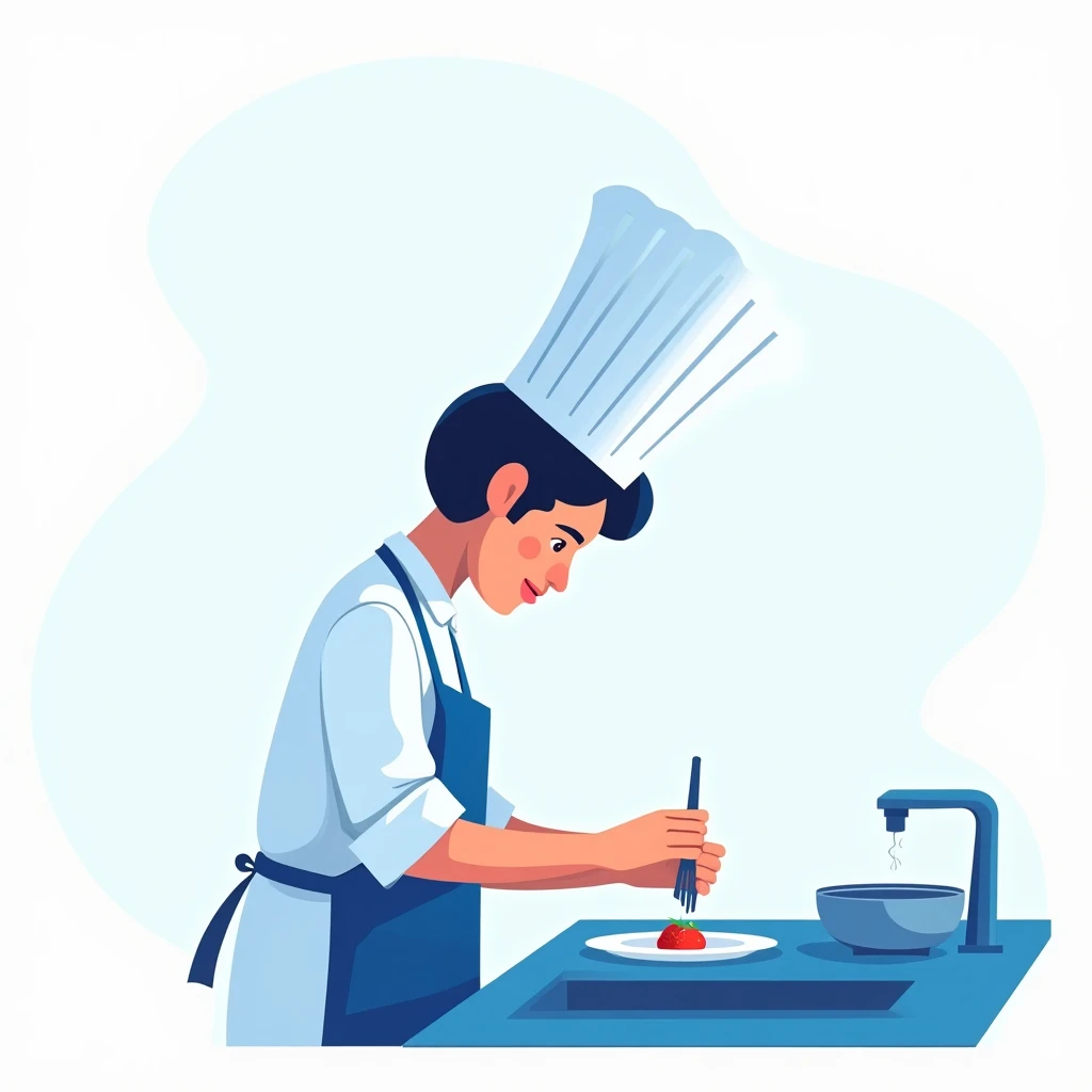 Chef decorando un plato