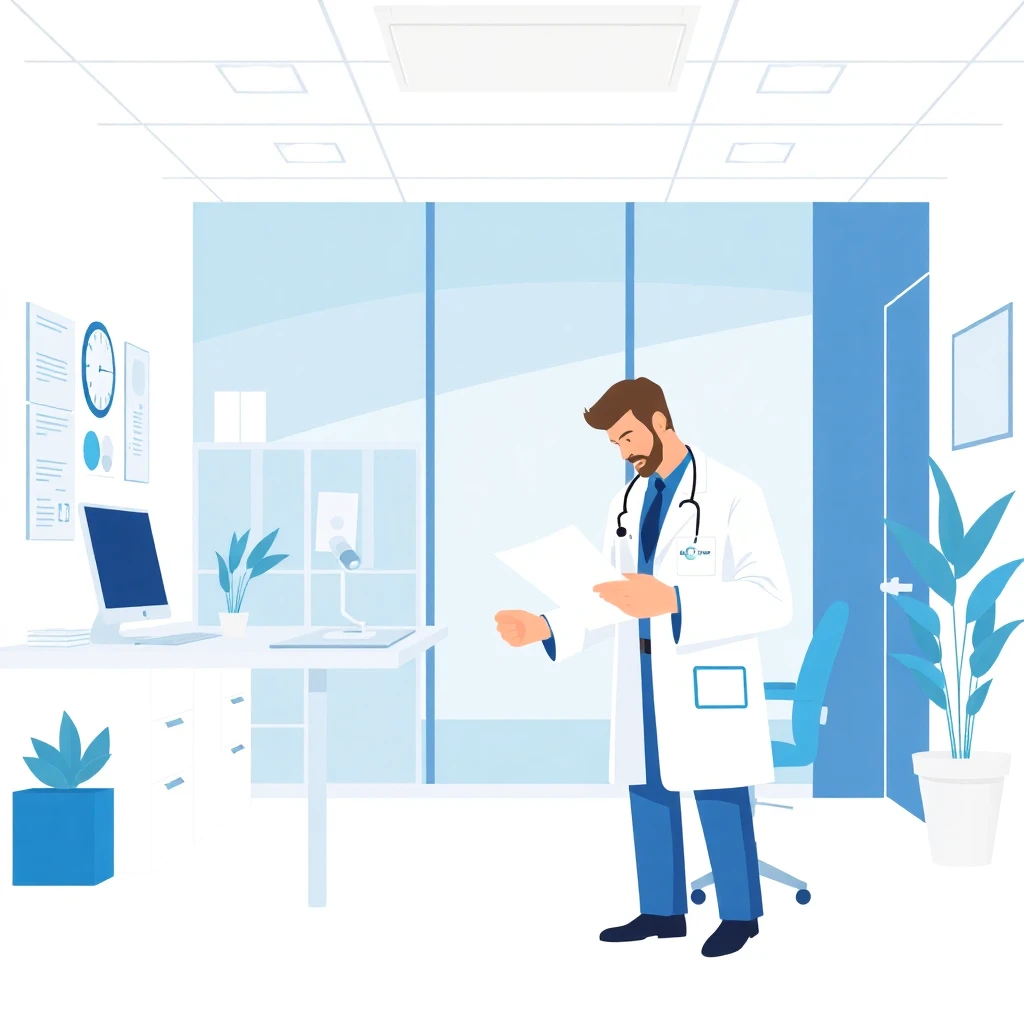 Médico revisando documentos