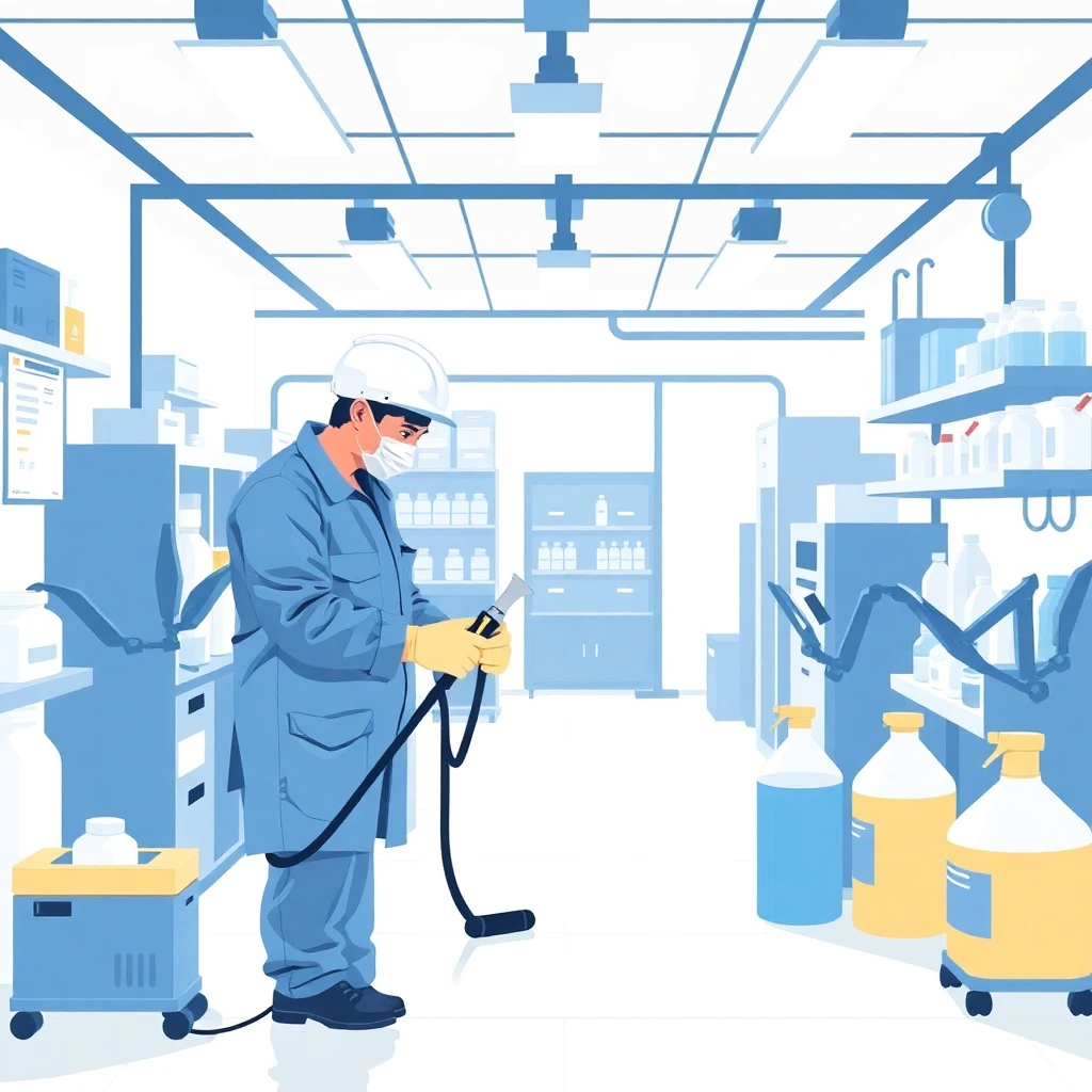 Técnico de limpieza eligiendo productos