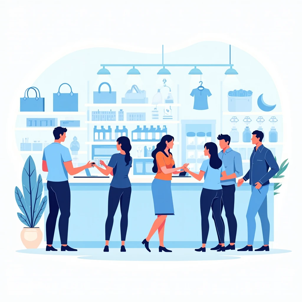 Retail staff assisting customers