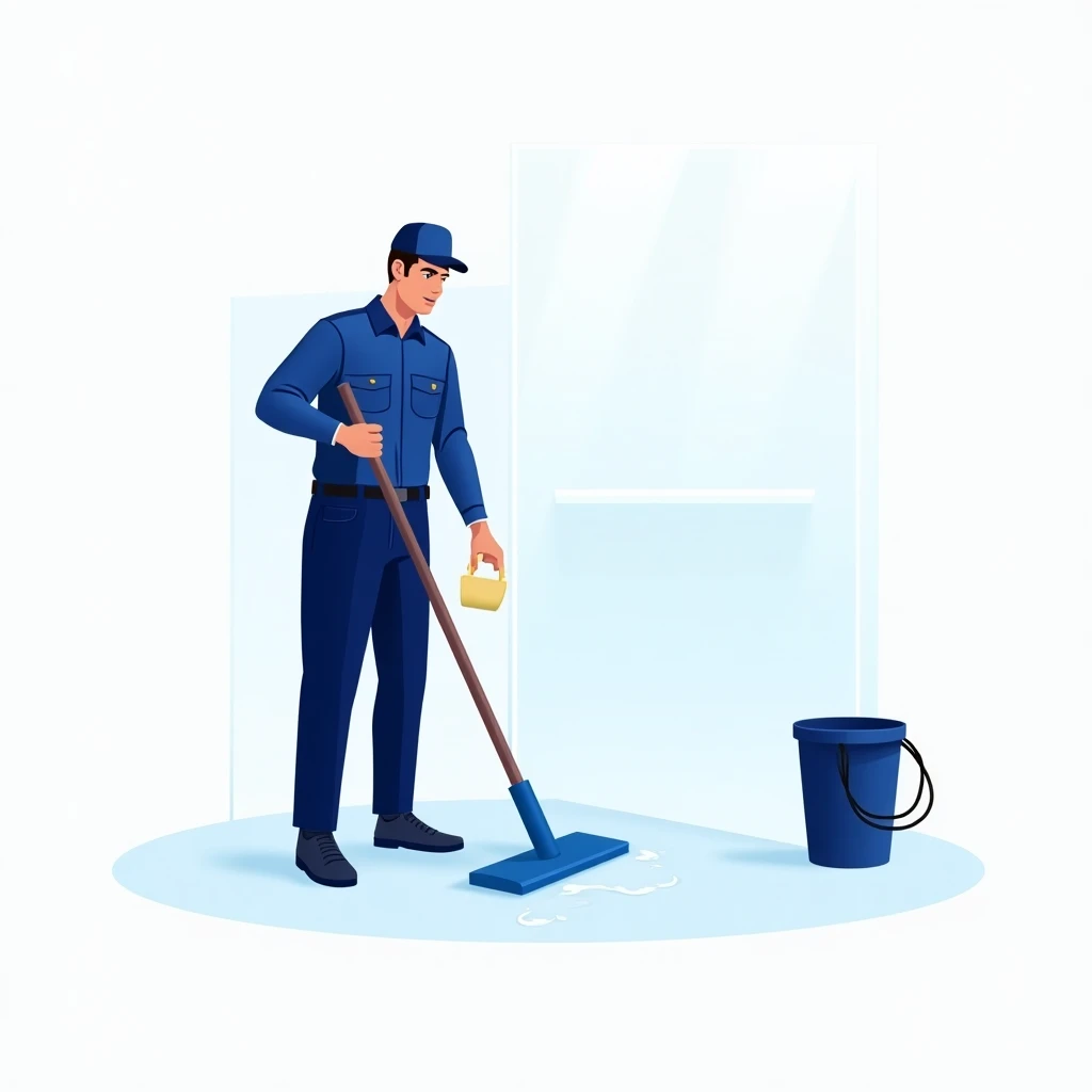 Trabajador de limpieza en acción