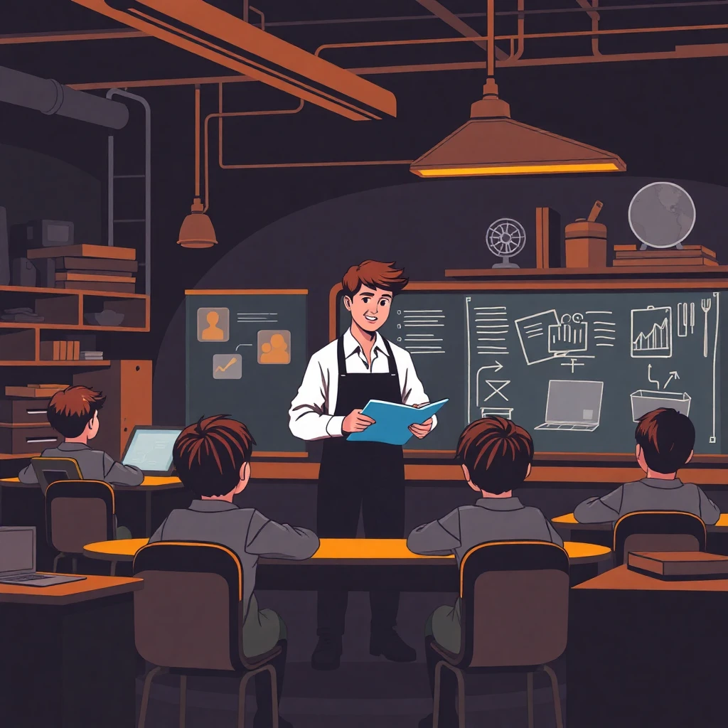 Young teacher in classroom