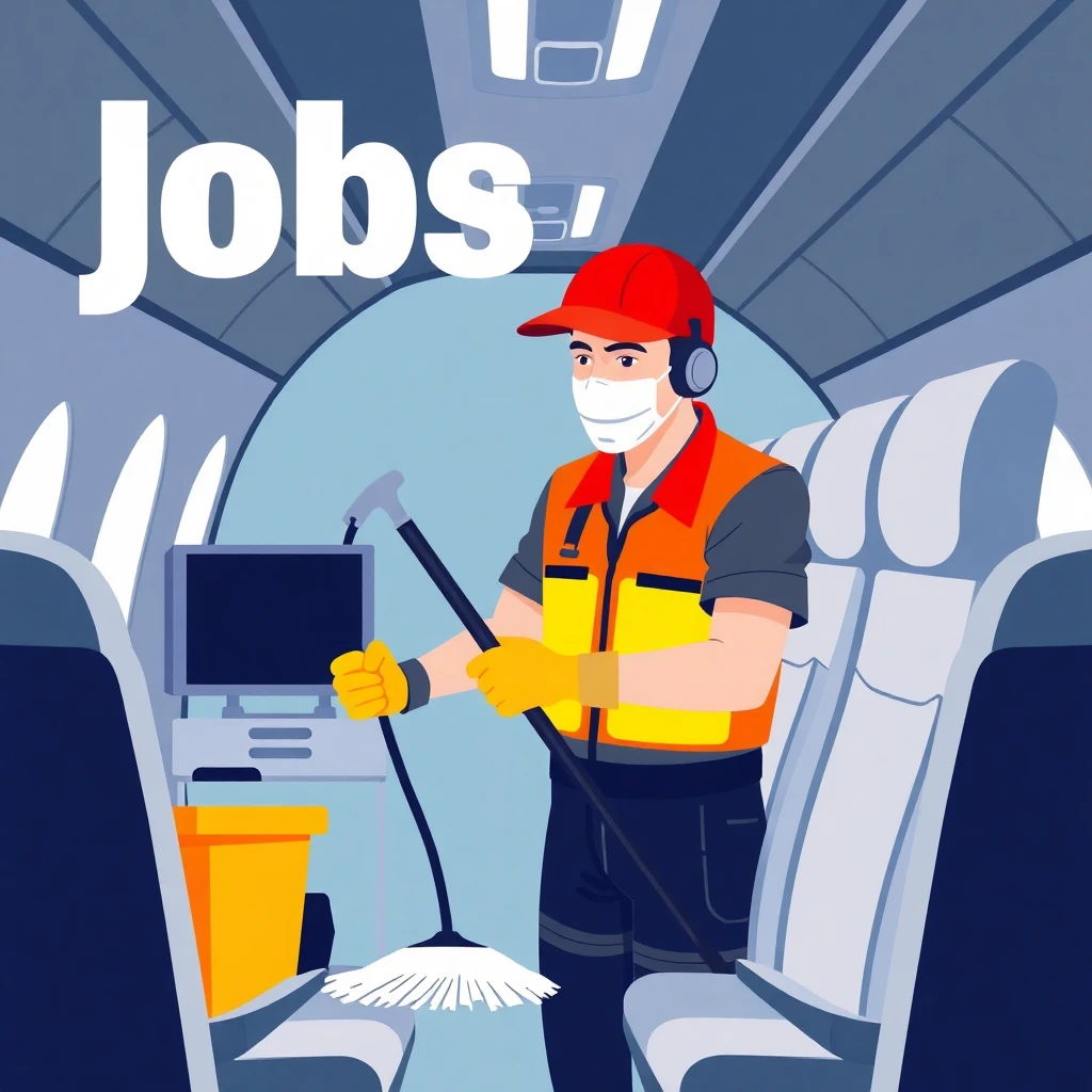 Aircraft cleaner at work