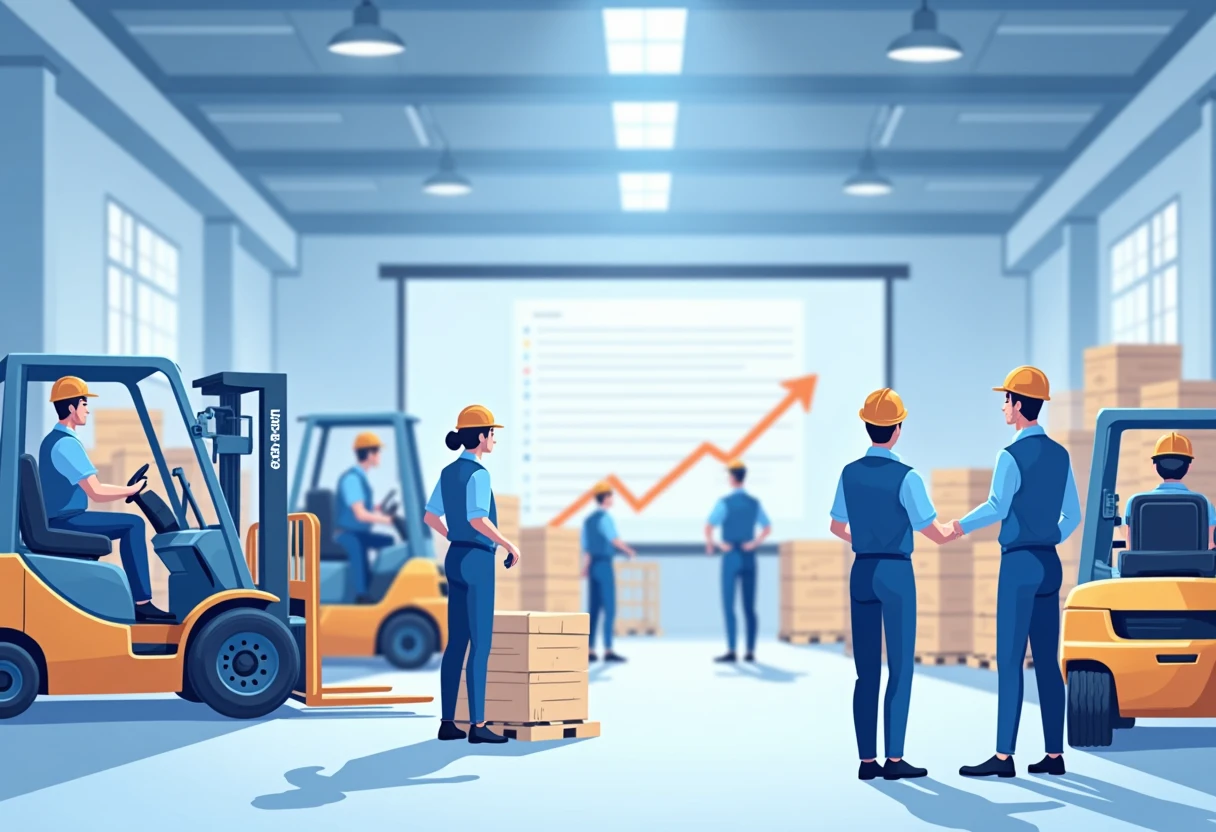 Warehouse workers in action
