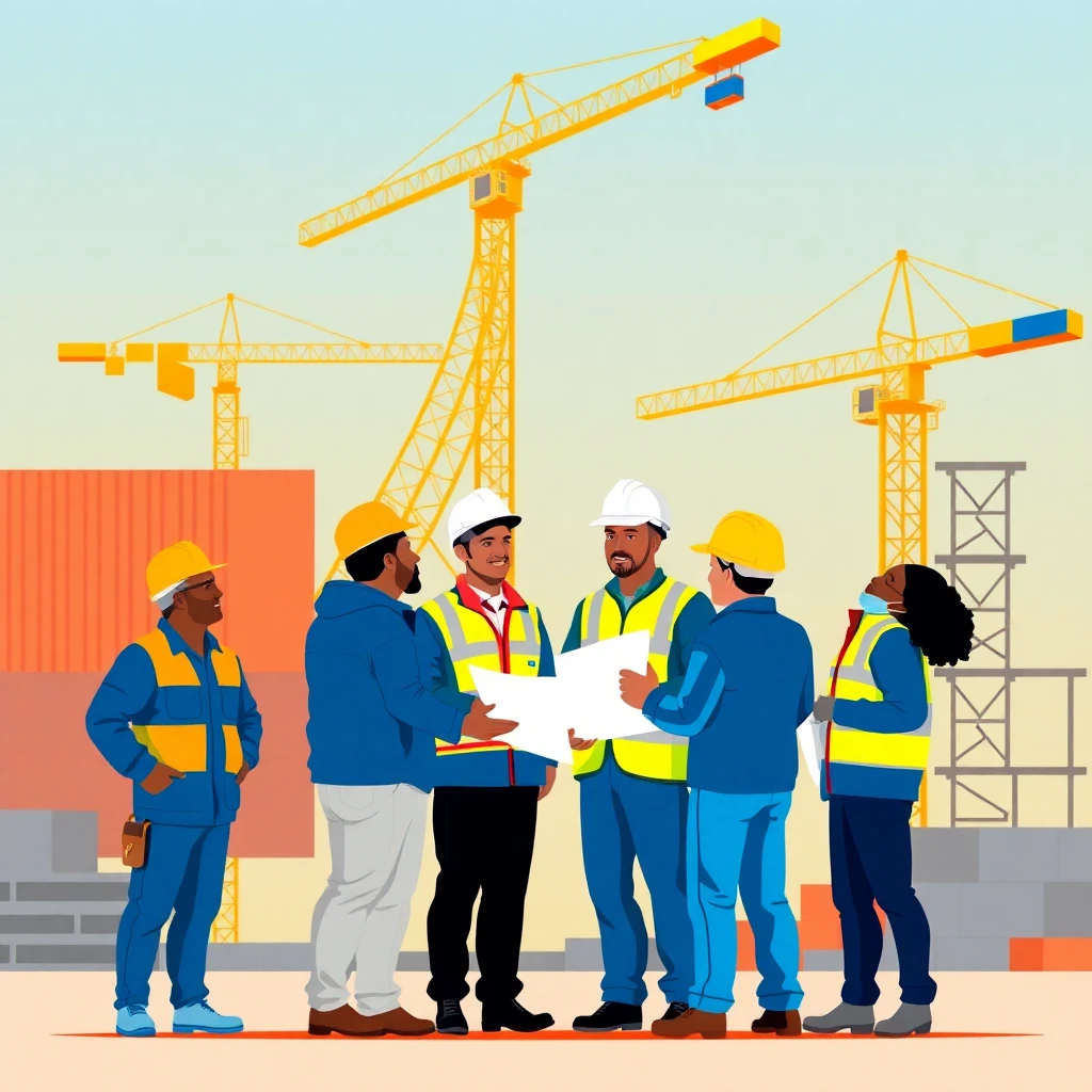 Construction workers on site