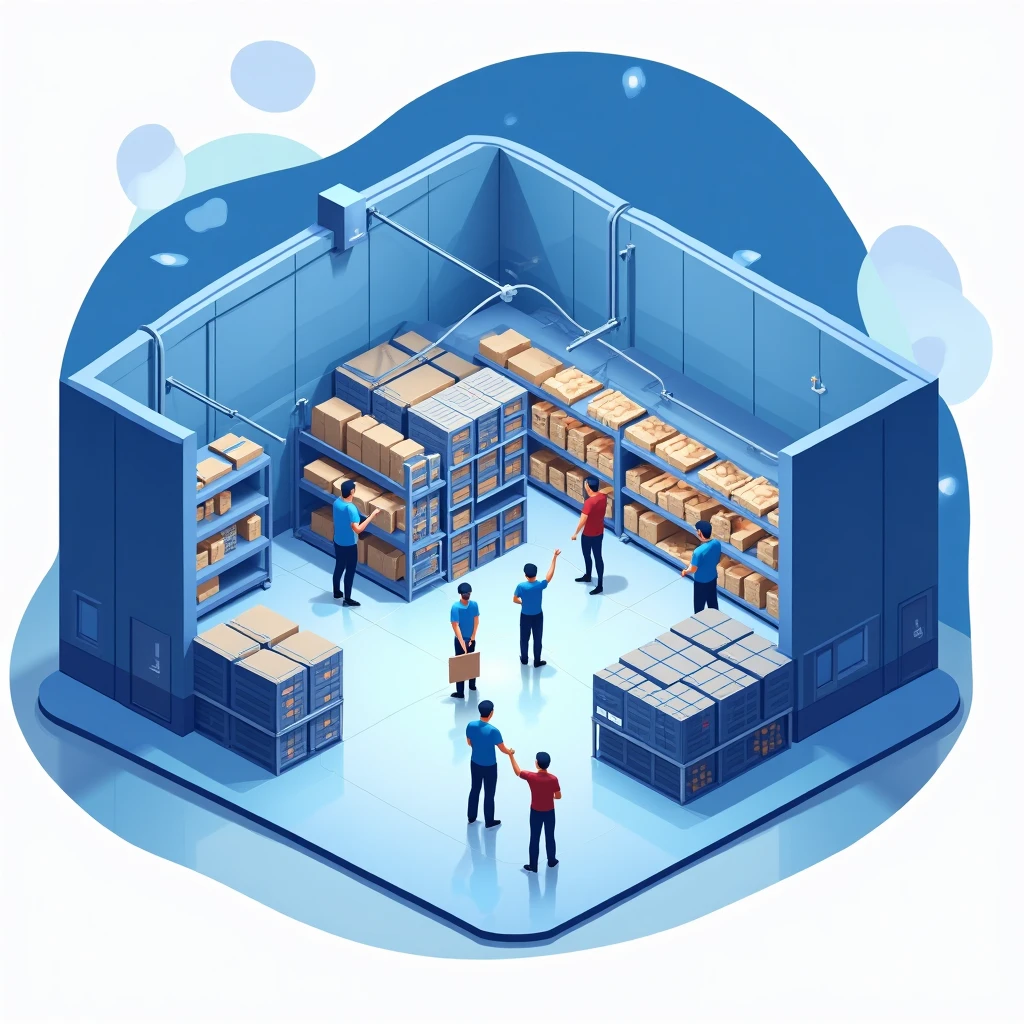 Almacén operativo durante la noche