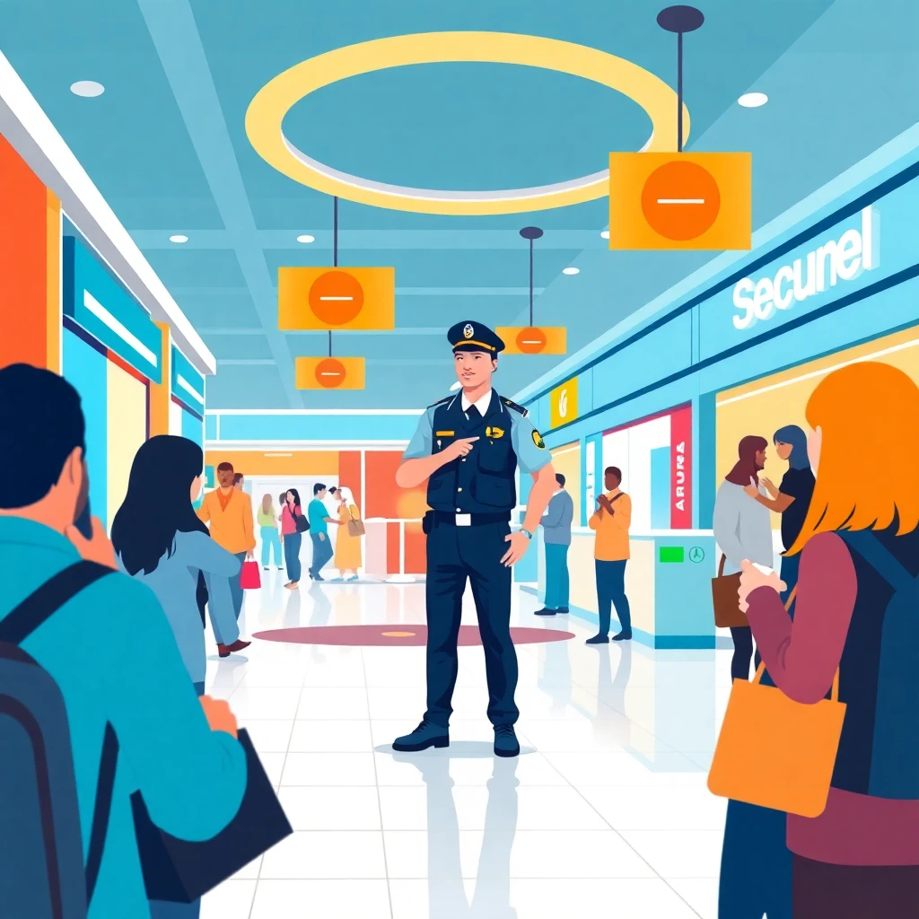 Oficial de seguridad en un centro comercial