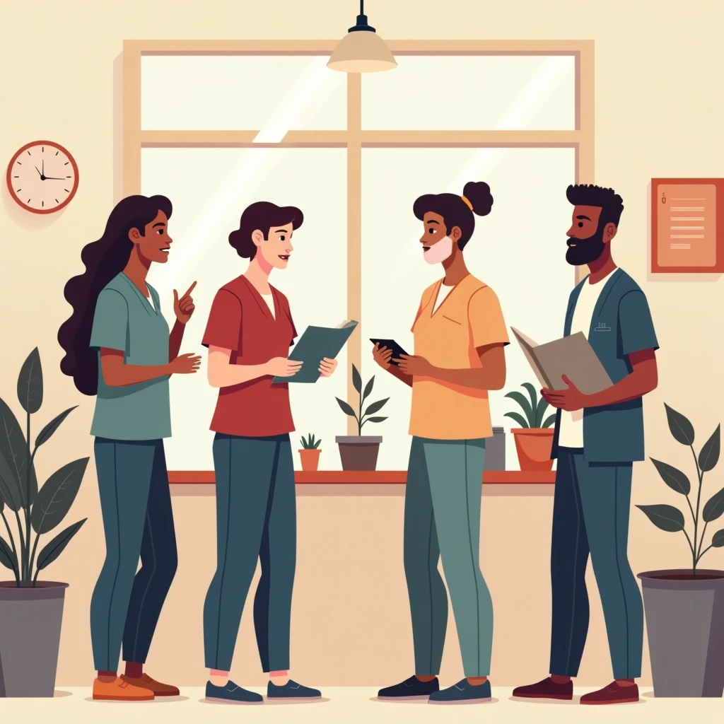 Entry-level healthcare team meeting