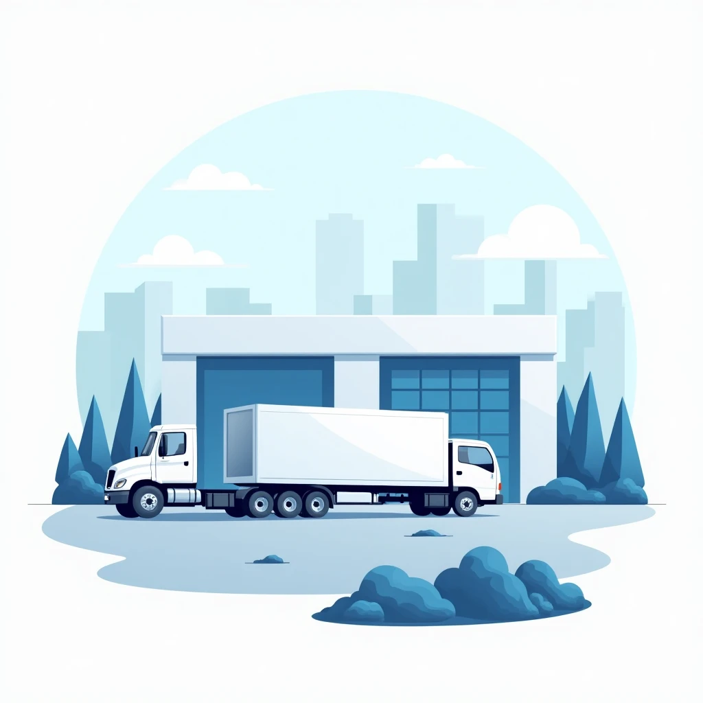 Delivery truck at a warehouse