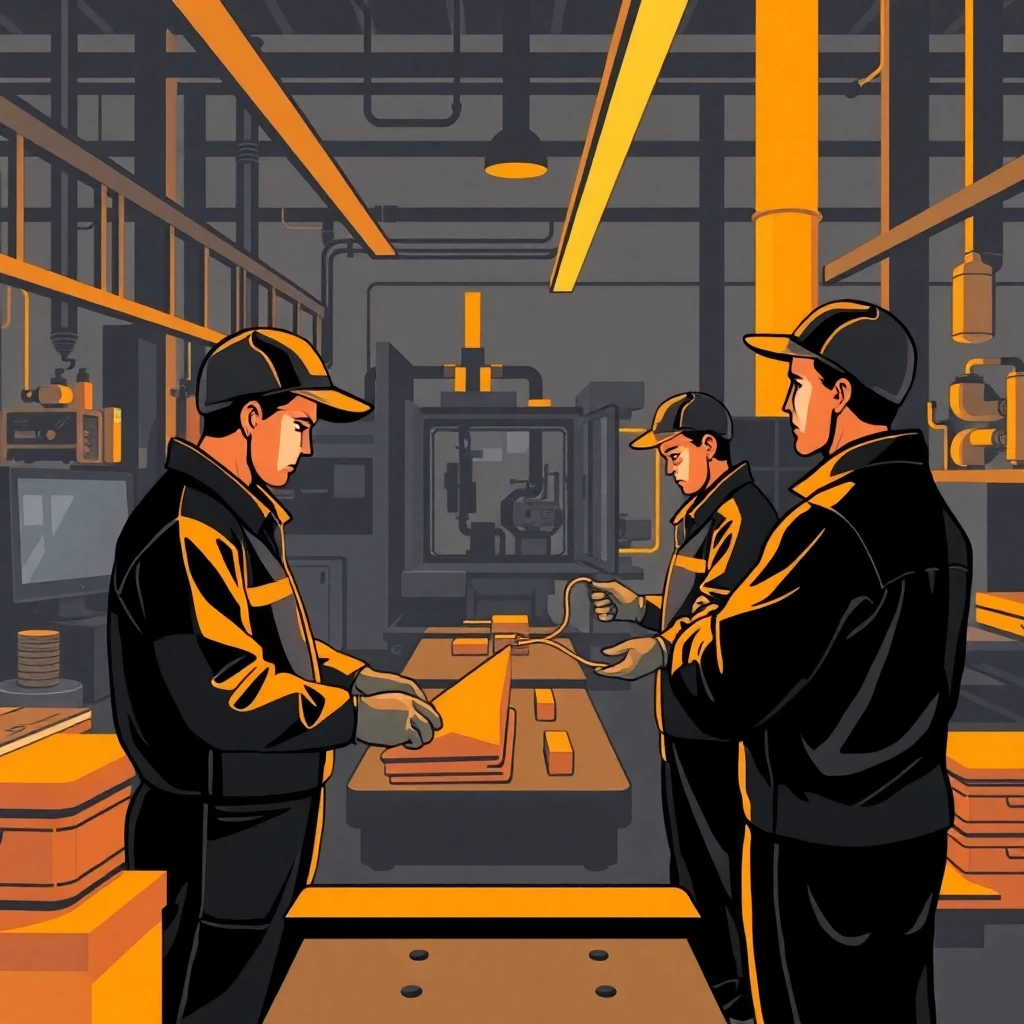 Workers in a manufacturing line